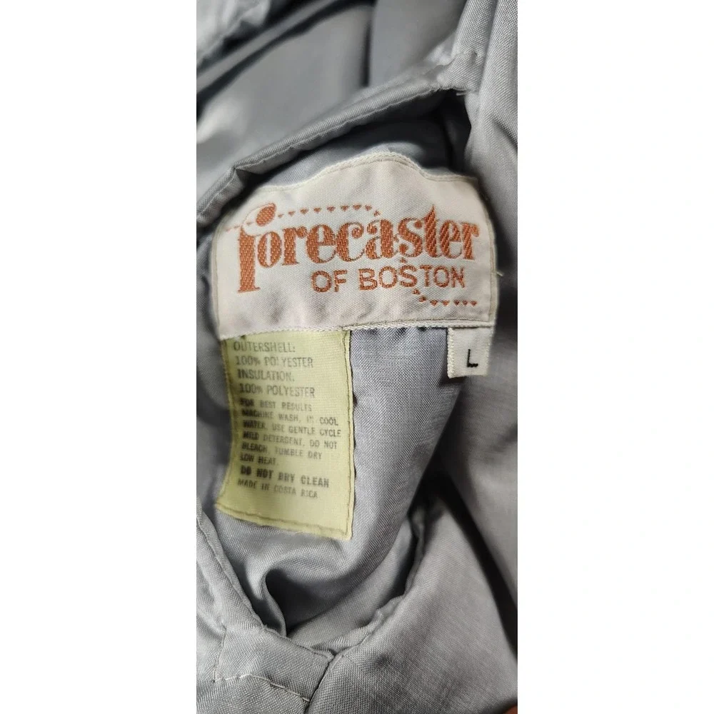 Vtg Forecaster Of Boston L Reversible Blue Silver Scalloped Hem Hippie Coat Long